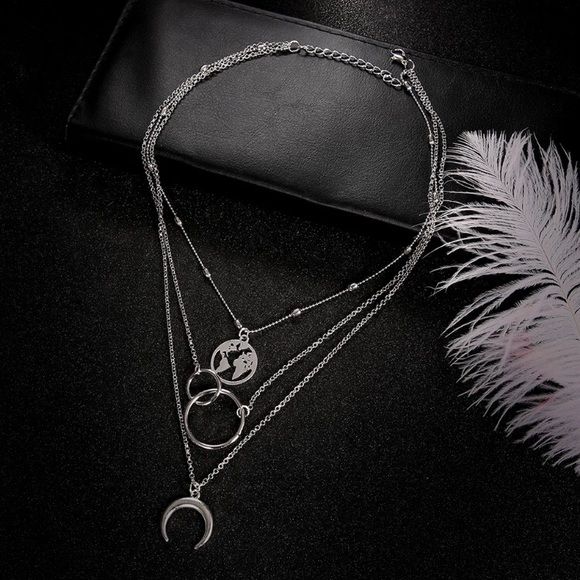3 for $25⚡️map double circle moon necklace - Picture 3 of 7